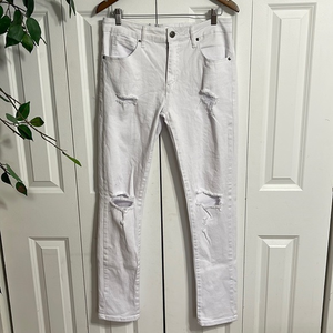 Rue 21 Womens‎ Skinny Supreme Flex White Ripped Jeans Size 32/32